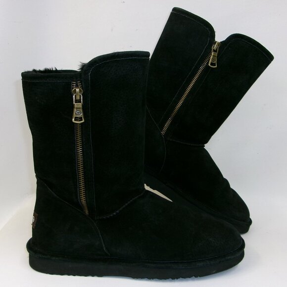 LAMO Juniper Black Suede Side Zip Warm Winter Boots US 9 - Picture 1 of 6